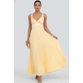 Samia | Damen Gelbes Maxikleid Abend V-Ausschnitt Plissee – Maxi Gelb Plissee 2026