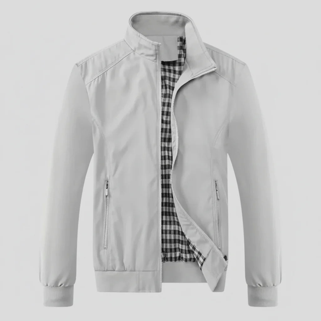 Leichte Blouson Jacke für Herren mit hohem Kragen und gestreiften Bündchen