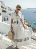 Seraphine | Damen V-Ausschnitt Kurzarm Midikleid
