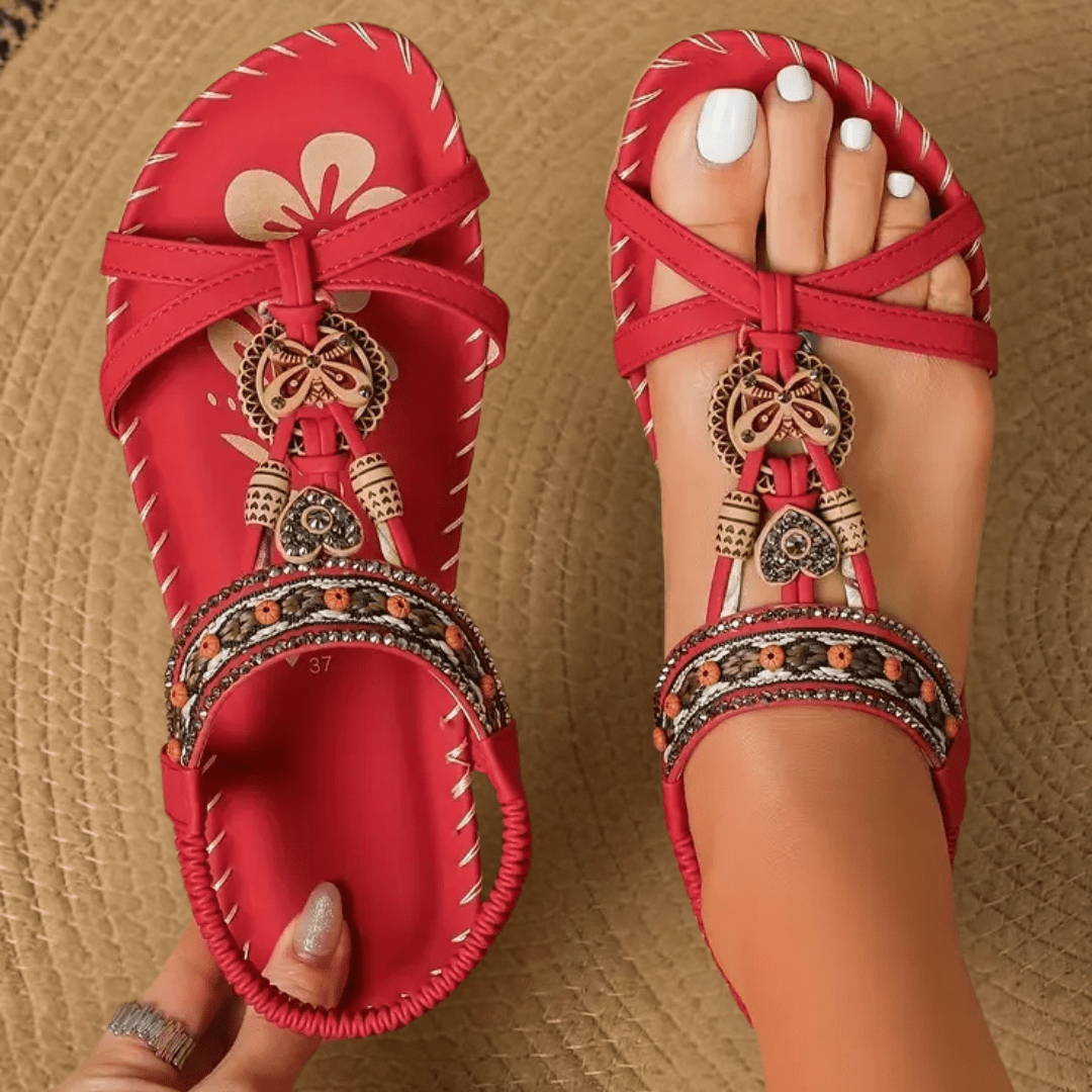 Aurette | Damen Ibiza Stil Sandalen – Boho Riemensandalen Sommer Strand 2026