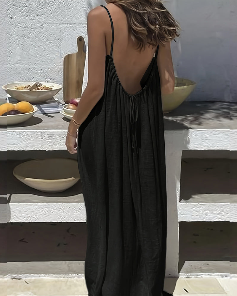 Sigrid | Damen Trägerkleid Maxikleid Sommerkleid