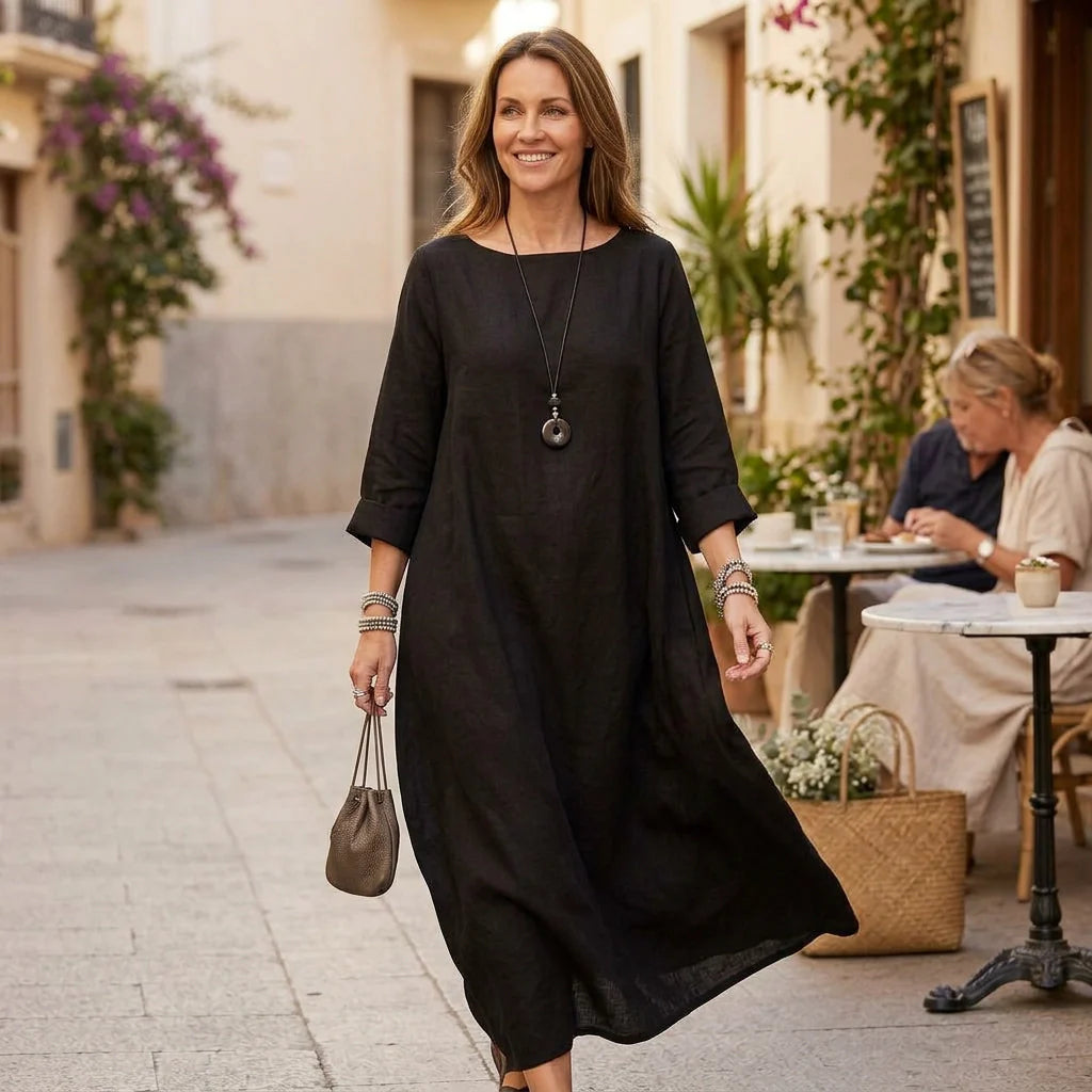 Langes Hängerchen Sommerkleid mit Ärmeln für den Strand