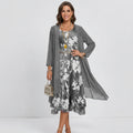 Luftiges Sommerkleid mit 3/4 Arm und Blumenmuster