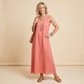 Sommerkleid aus Leinen in Maxi Länge und ärmellosem Hängerchen Schnitt