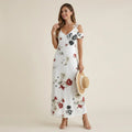 Maxi Sommerkleid mit Muster und Spitzen Detail