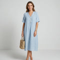 Sommerkleid für Damen in A-Linie mit V-Ausschnitt in Kurzarm-Form