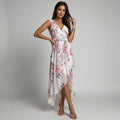 Sommerkleid mit Blumenmuster und V-Ausschnitt in Vokuhila Länge