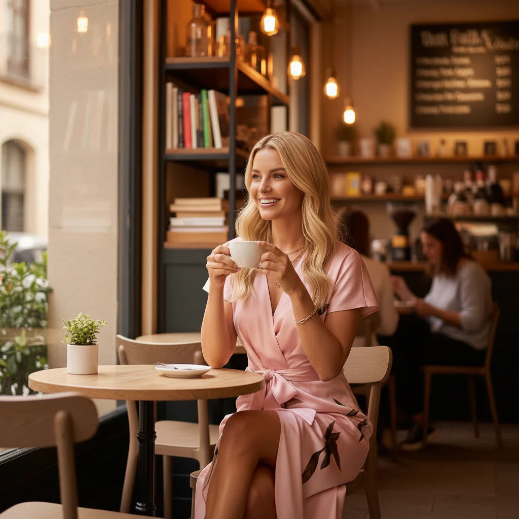 Kurzarm Sommerkleid mit Wickeloptik und Gürtel