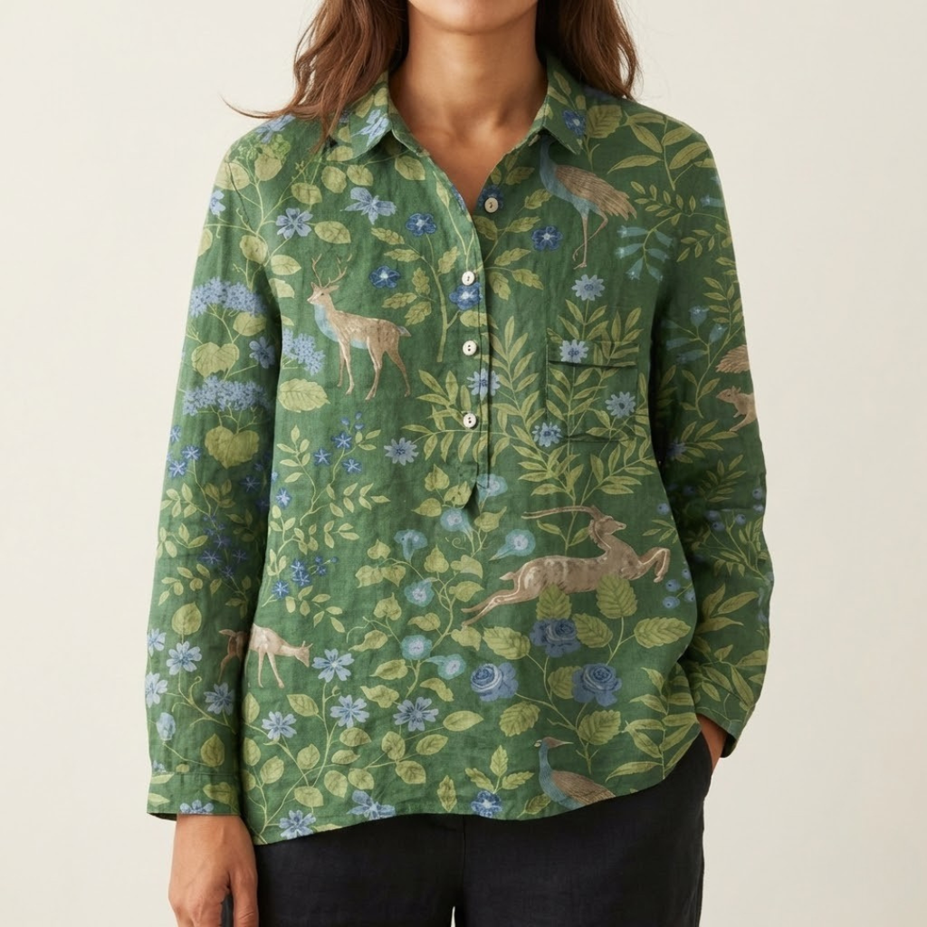 Greta | Sommerliches Leinenhemd im Musterlook