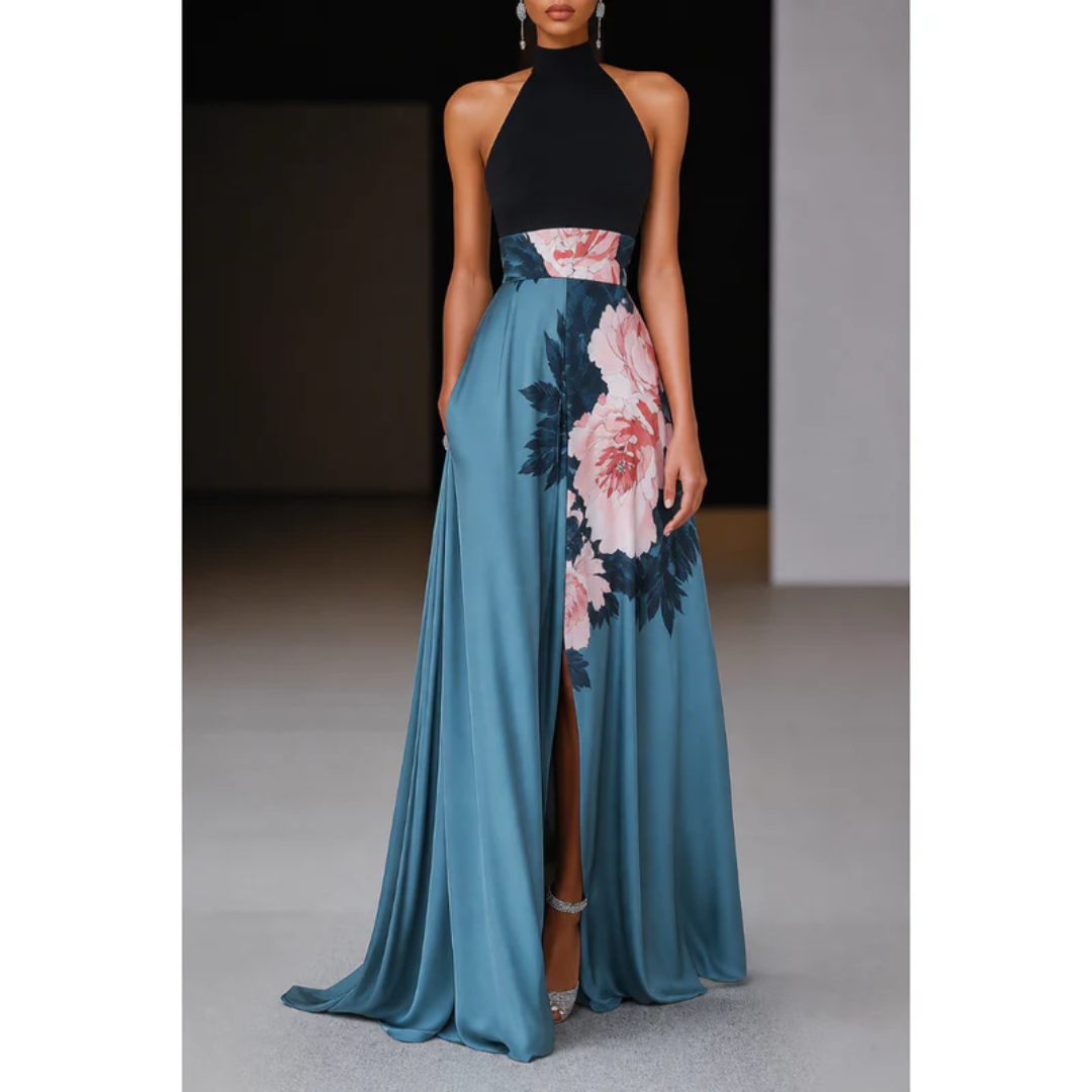 Sorella | Damen Maxi Kleid Für Hochzeitsgast Blumenmuster Schlitz