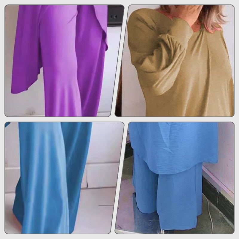Viola | Damen Set 2-teilig Longshirt Weite Hose Loungewear