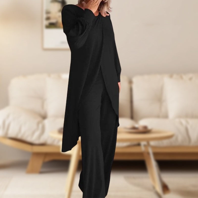 Viola | Damen Set 2-teilig Longshirt Weite Hose Loungewear