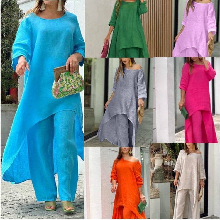 Aspen | Damen Set 2-teilig Longtunika Weite Hose Sommer