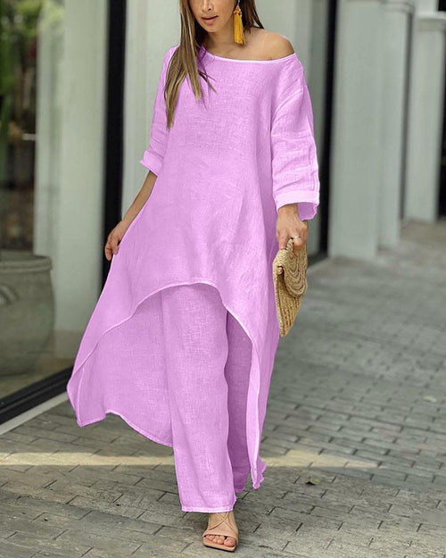 Aspen | Damen Set 2-teilig Longtunika Weite Hose Sommer