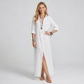 Strandkleid mit Kragen und Knopfleiste im lockeren Schnitt