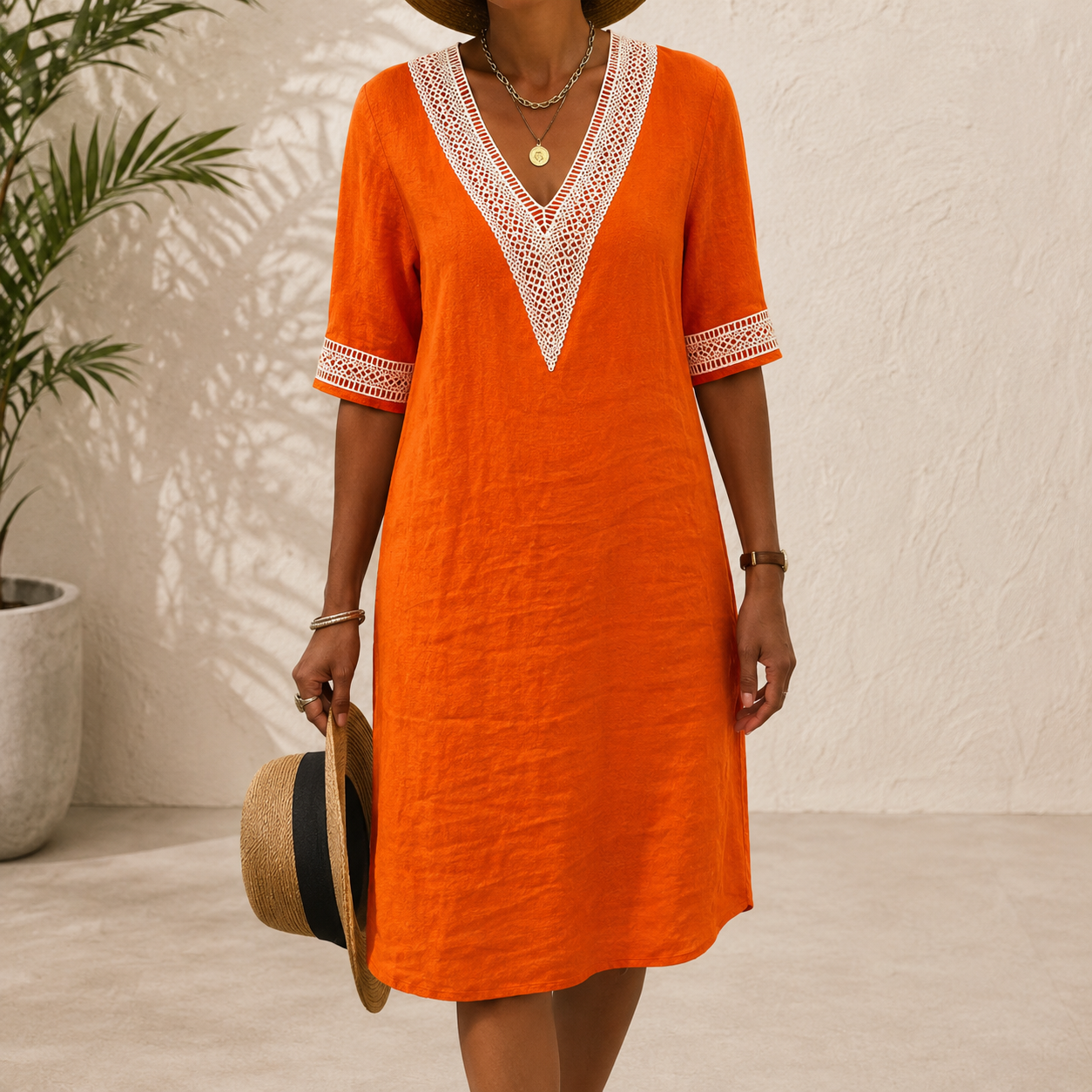 Svetlana | Damen Stilvolles Sommerkleid Midi Boho Modern