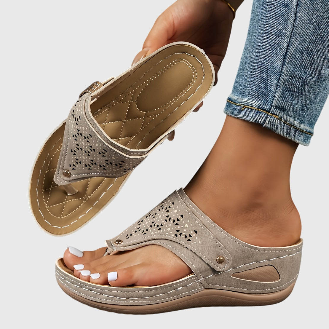 Tabitha | Damen Bequeme Sandalen mit Zehensteg