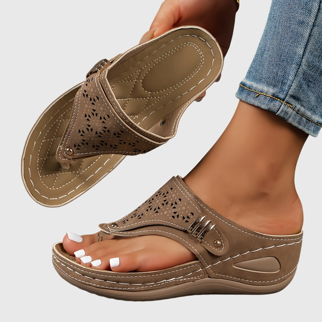 Tabitha | Damen Bequeme Sandalen mit Zehensteg