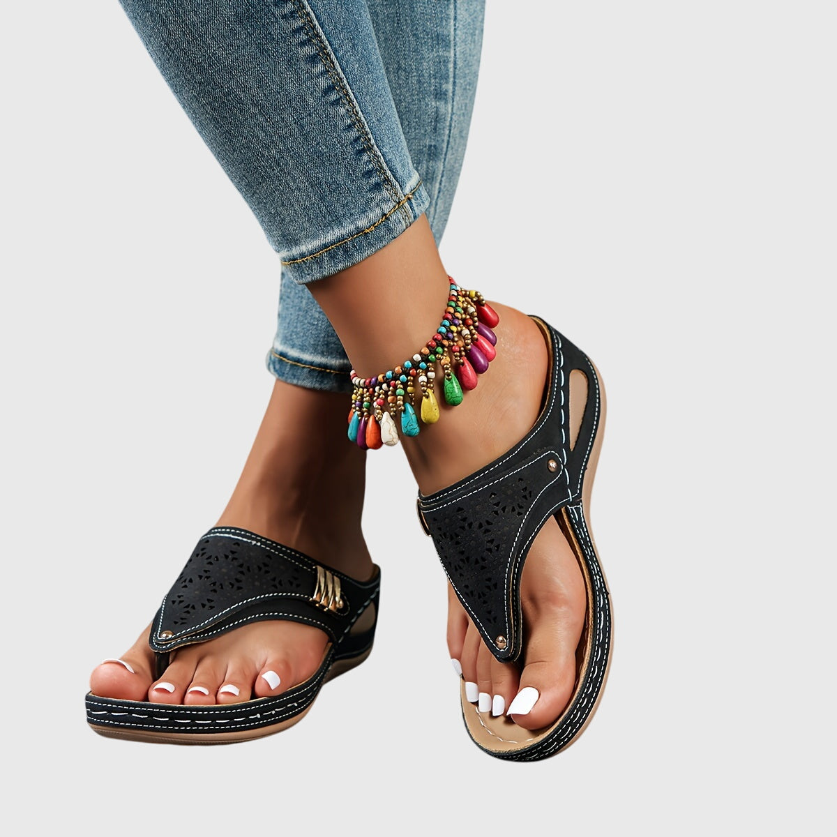 Tabitha | Damen Bequeme Sandalen mit Zehensteg