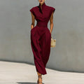 Tabitha | Damen Ärmelloses Midikleid mit Stehkragen