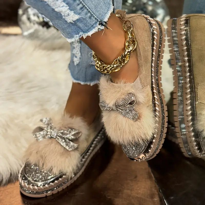 Tamara | Damen Glitzer Schleife Loafer