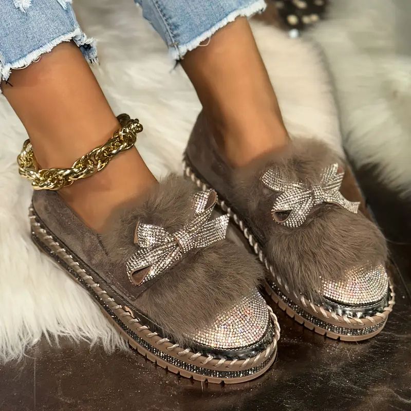 Tamara | Damen Glitzer Schleife Loafer
