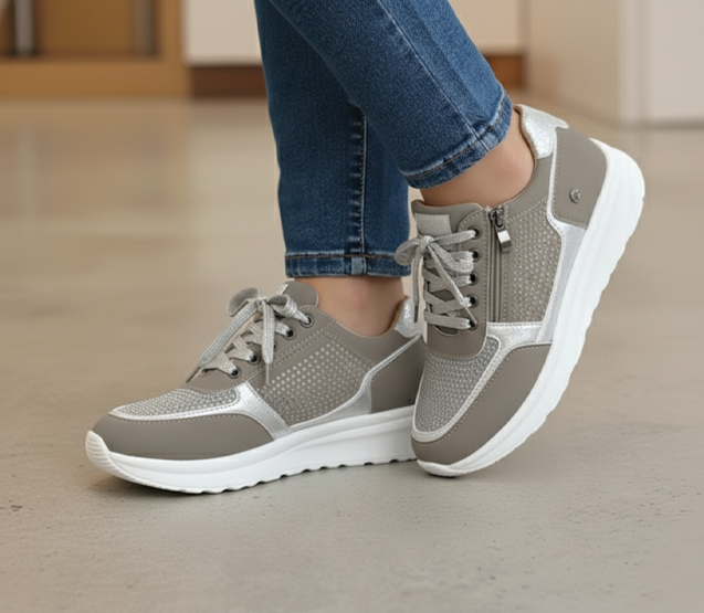 Tatjana | Damen Plateau Sneaker mit Schnürung