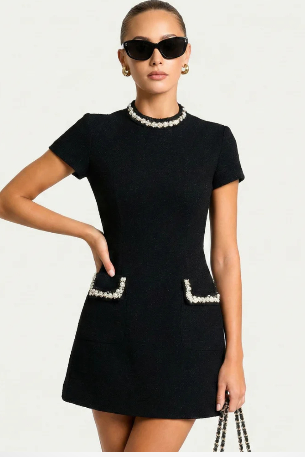 Thea | Damen Perlenbesatz Minikleid