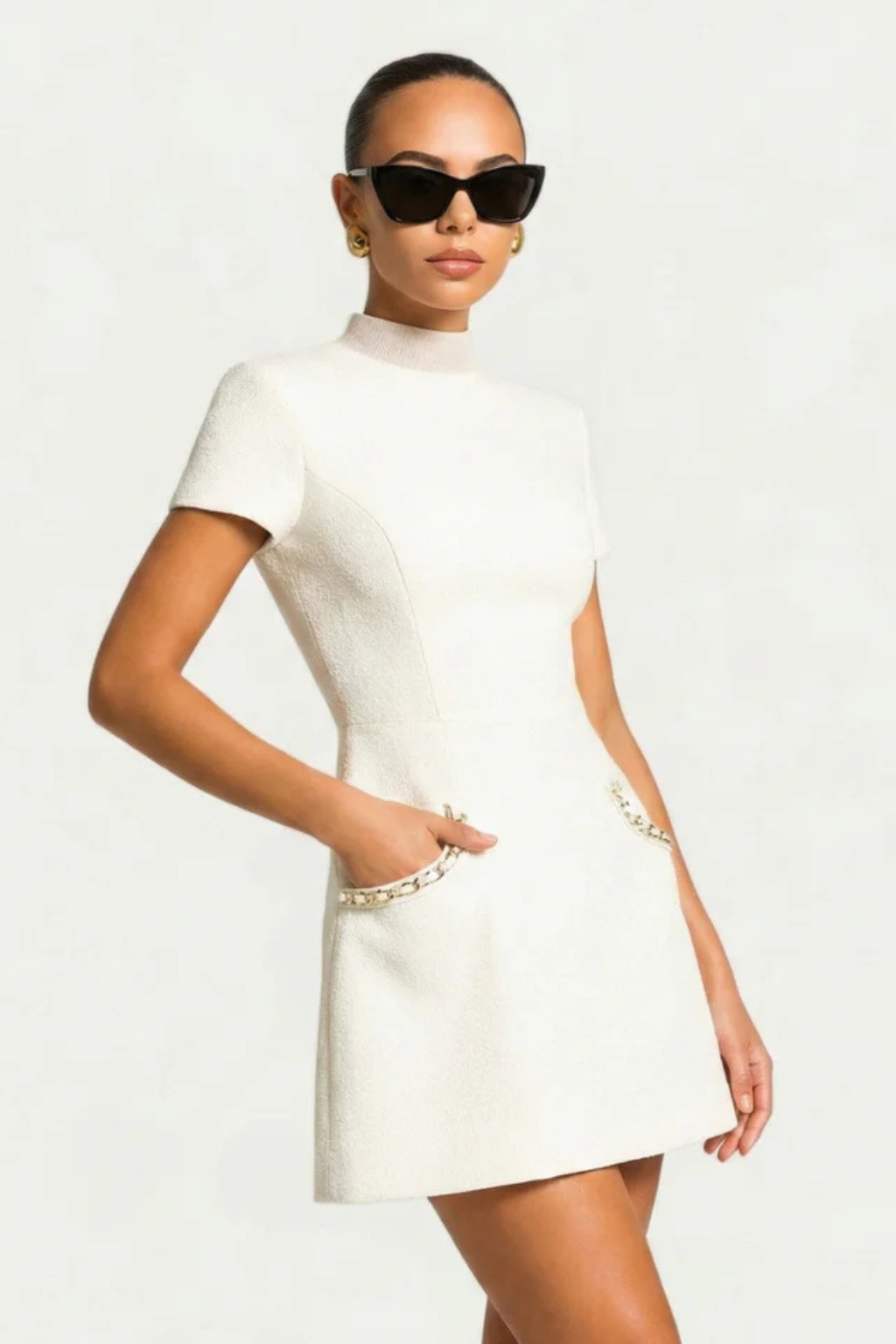Thea | Damen Perlenbesatz Minikleid
