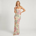 Bandeau Sommerkleid mit Blumenprint im figurbetonten Schnitt aus Chiffon