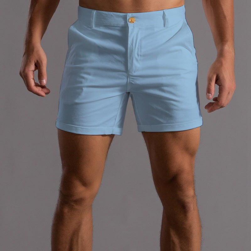 Herren Casual Knopf Slim Fit Kurze Hose
