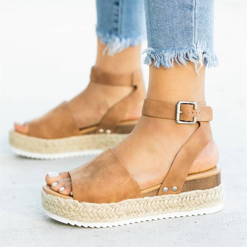 Ursula | Damen Plateau Keilsandaletten mit Espadrille Sohle