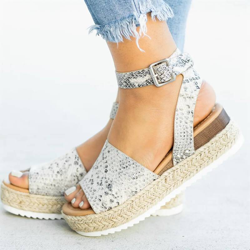 Ursula | Damen Plateau Keilsandaletten mit Espadrille Sohle