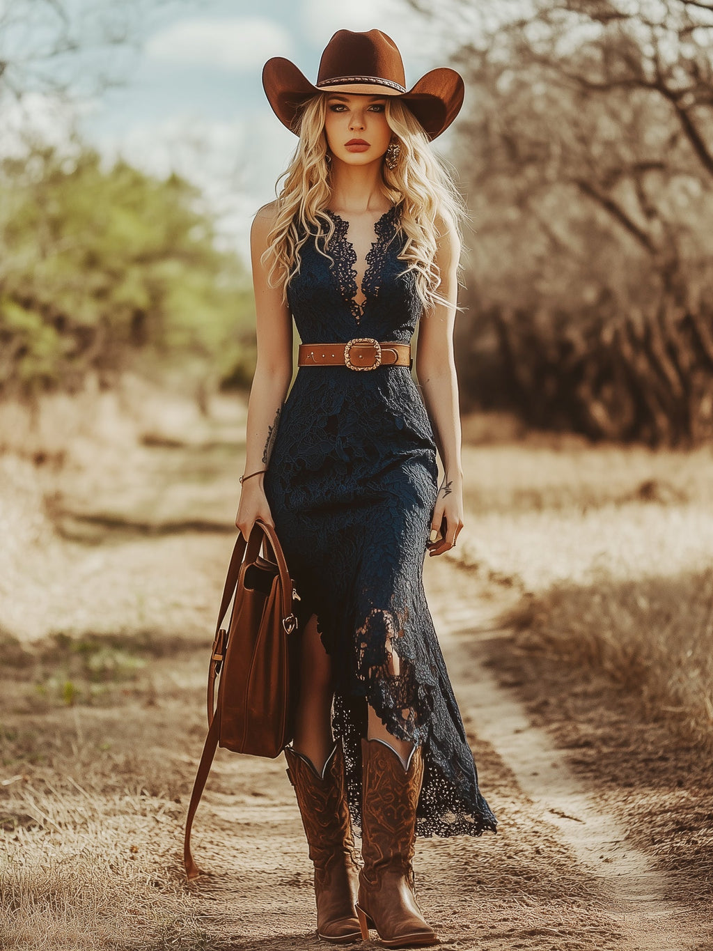 Valentina | Damen Spitzen Ärmellos Midikleid