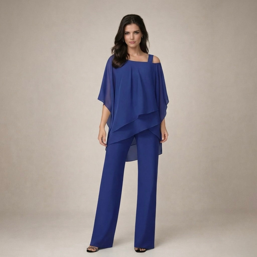 Valeria | Damen Asymmetrisches Oberteil Wide Leg Hosen Set