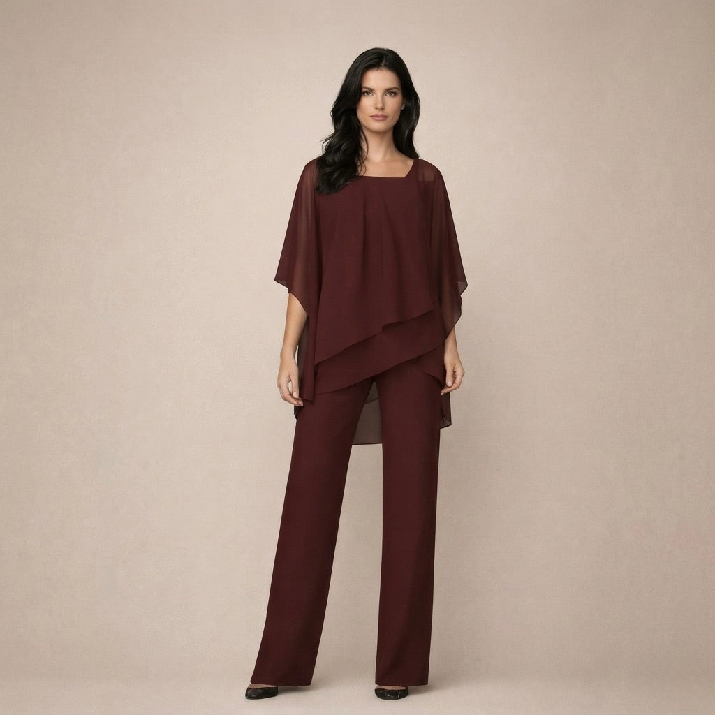 Valeria | Damen Asymmetrisches Oberteil Wide Leg Hosen Set