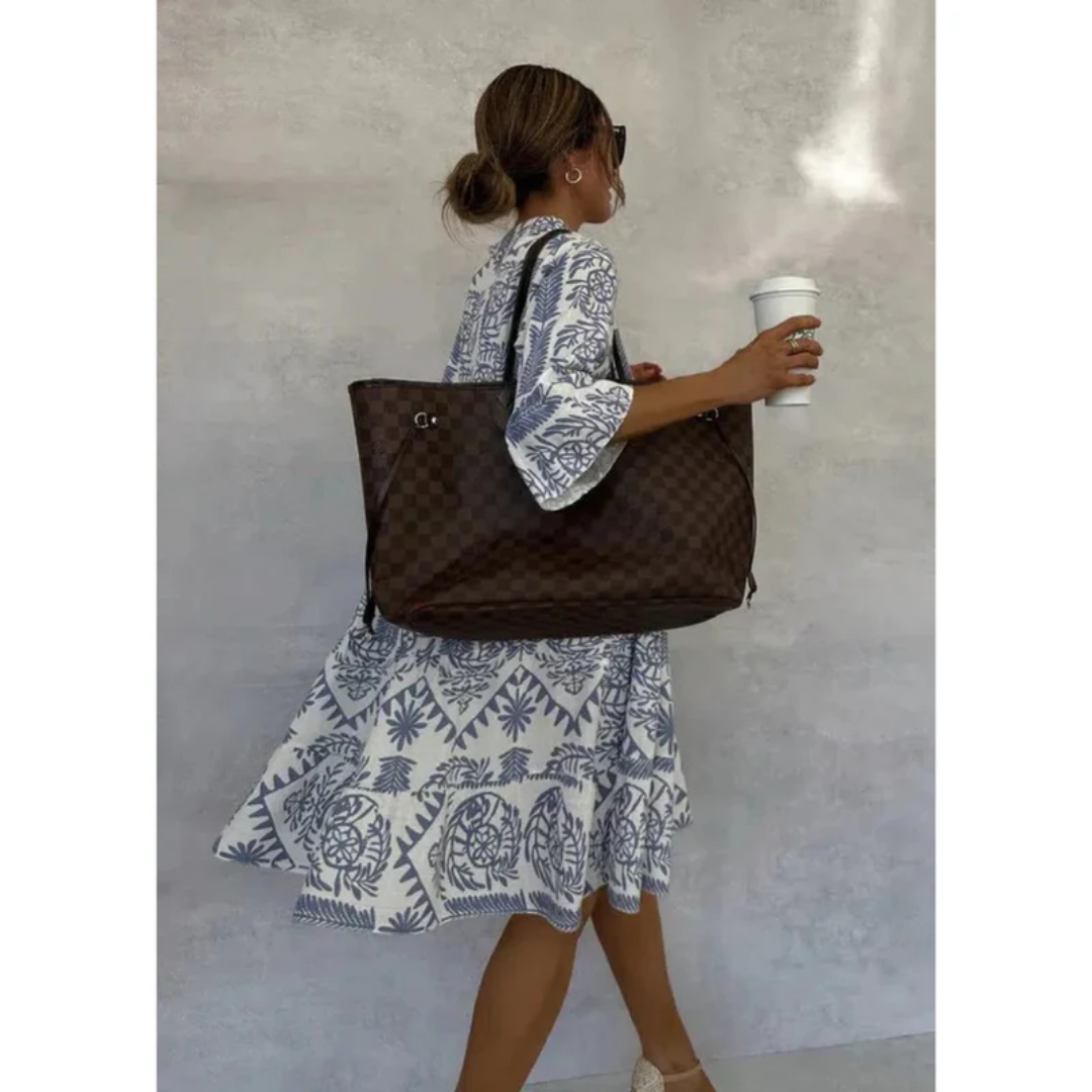 Valeria | Blau Damen Sommerkleid Mini Boho Print