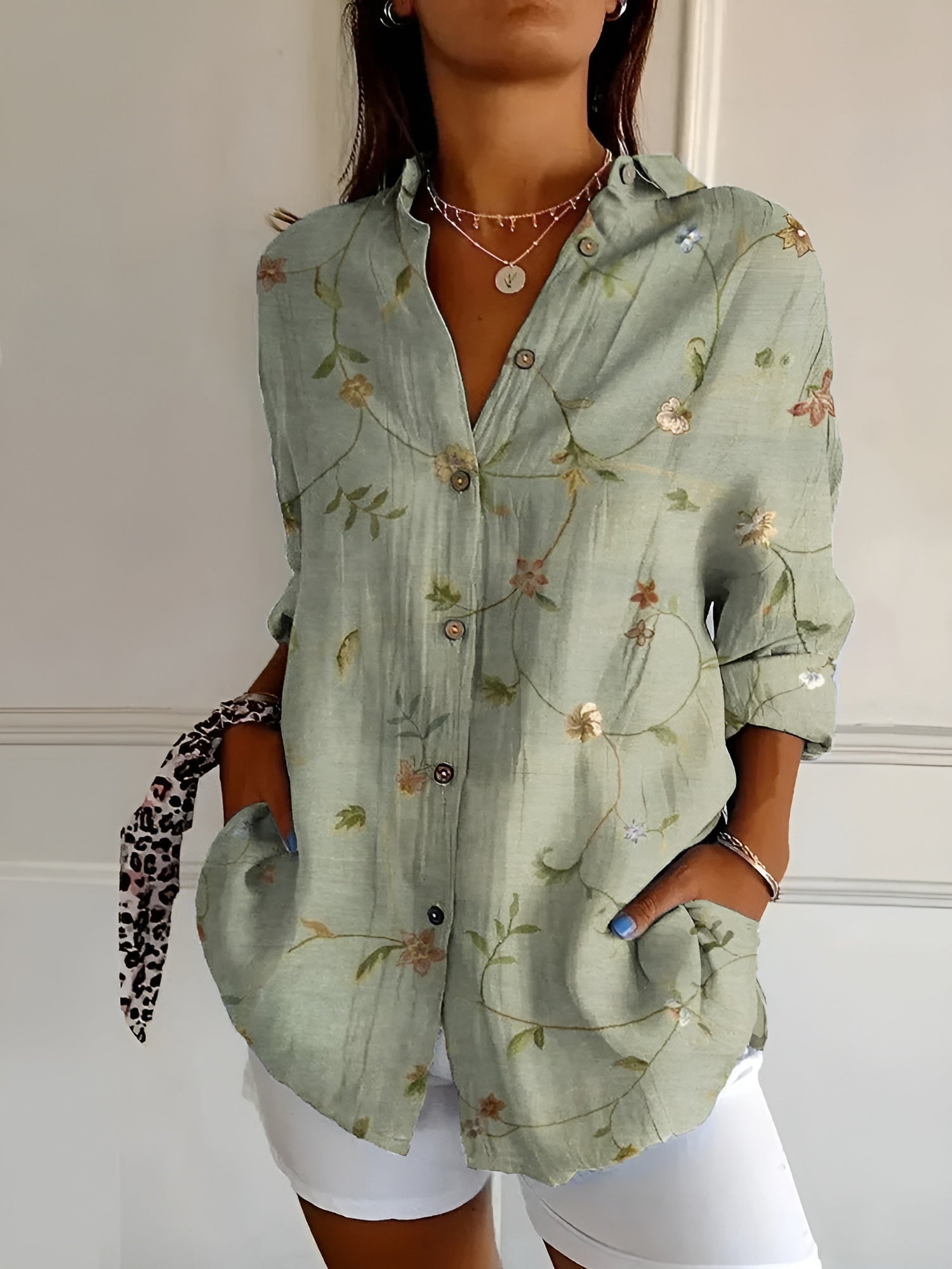 Amelie | Damen Boho Sommerbluse mit Blumenmuster