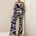 Sonia | Damen Zweiteiler Set Off-Shoulder Top Weite Hose Print
