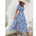 Velora | Blau Damen Modernes Sommerkleid Maxi Boho