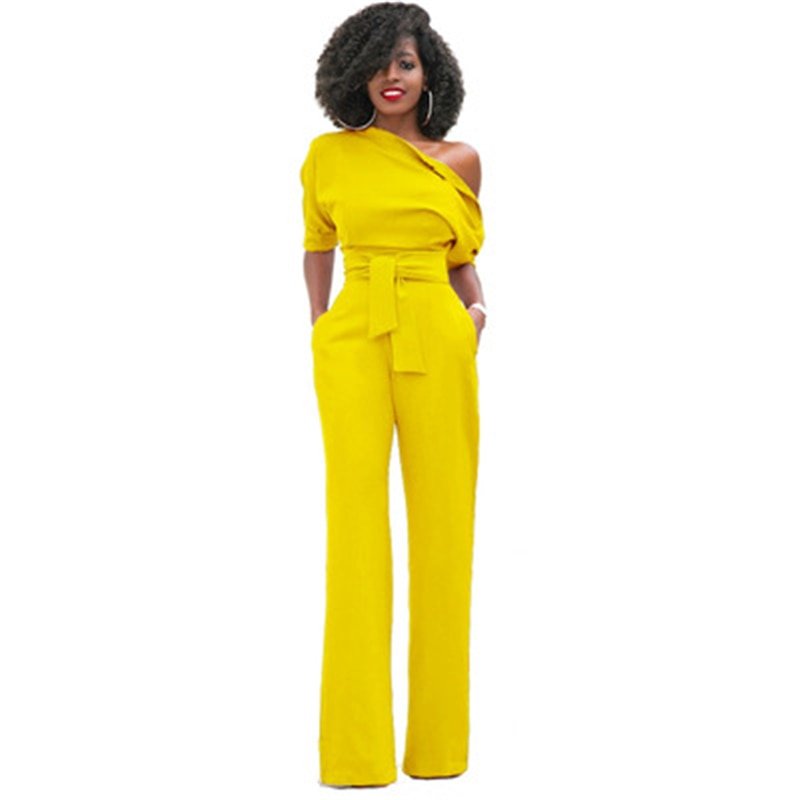 Veronica | Damen One Shoulder Weites Bein Jumpsuit