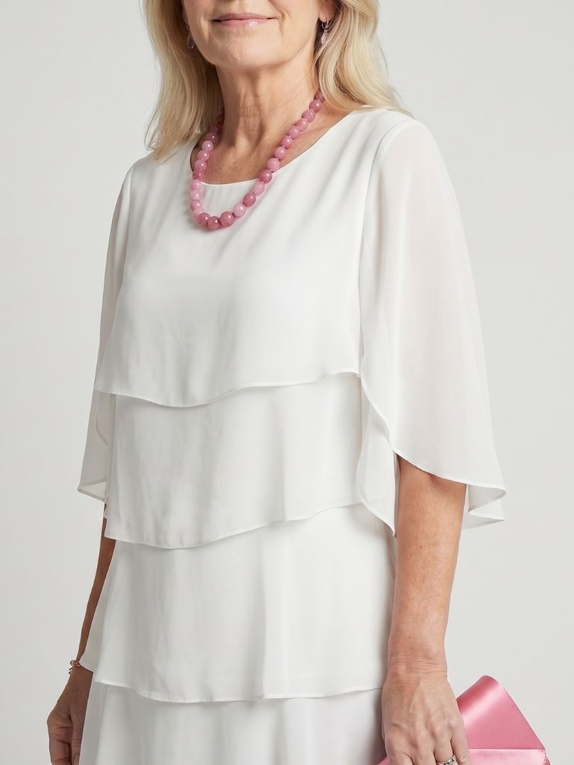 Vesperina | Damen Gestuftes Midi Kleid mit Rüschenärmeln