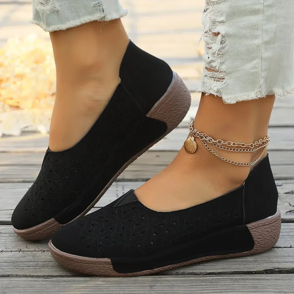 Viktoria | Damen Plateau Loafer mit Lochperforation