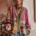 Pauline | Vintage Strickjacke mit Blumenstickerei