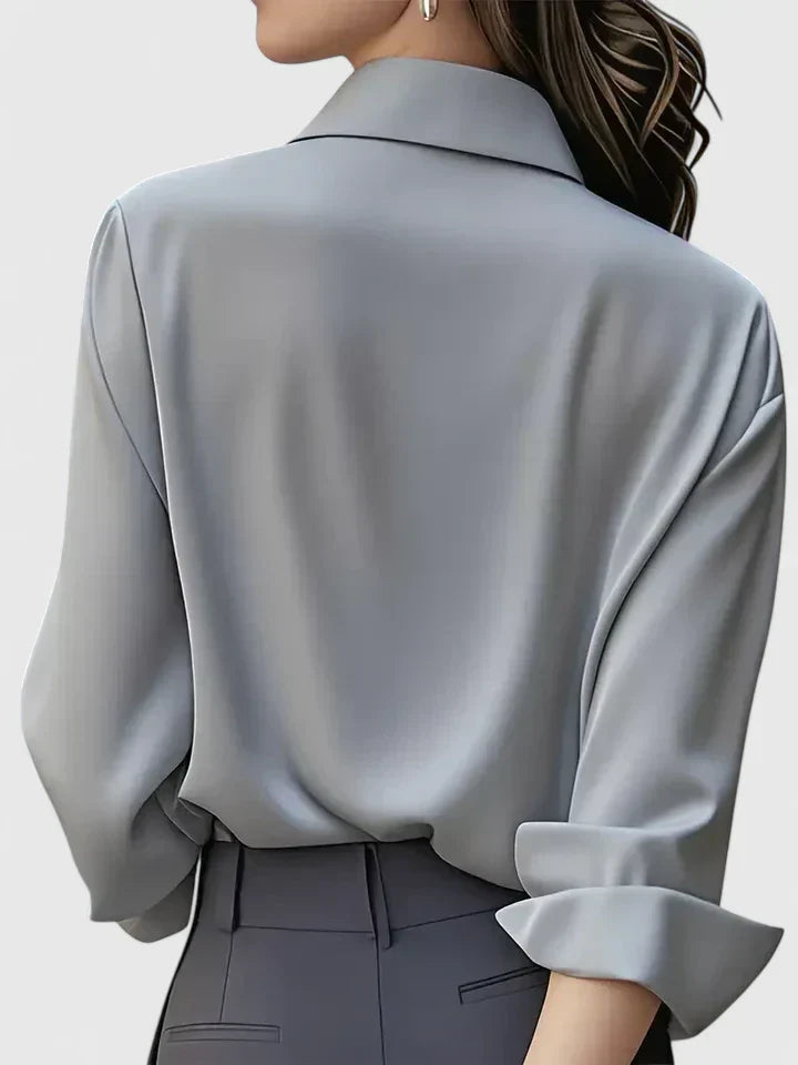 Vivienne | Damen Langarm Hemdbluse mit Kragen