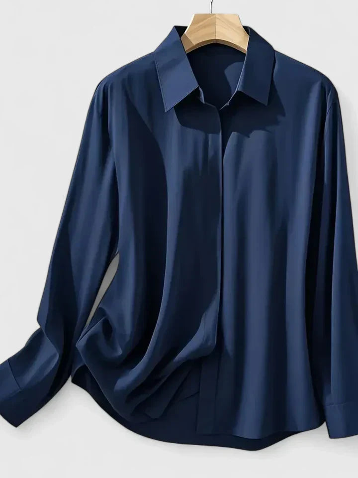 Vivienne | Damen Langarm Hemdbluse mit Kragen