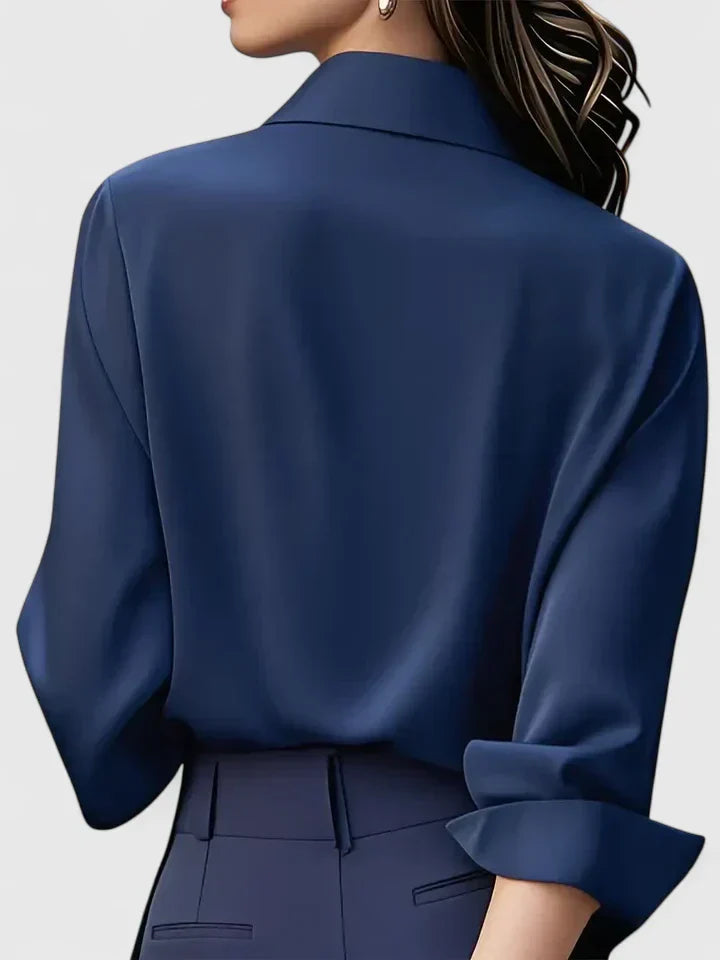 Vivienne | Damen Langarm Hemdbluse mit Kragen