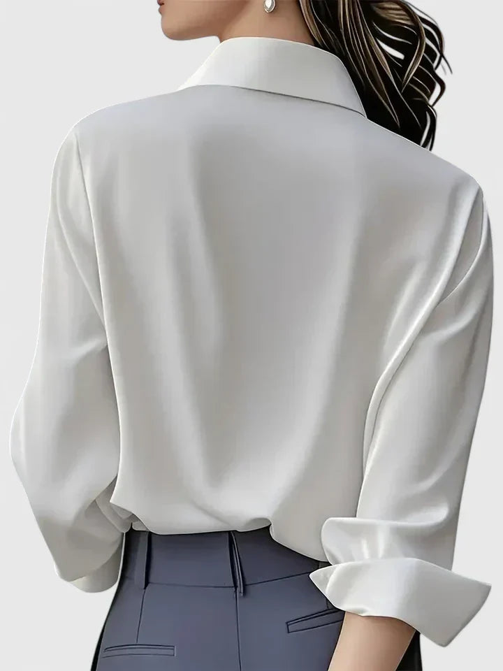 Vivienne | Damen Langarm Hemdbluse mit Kragen