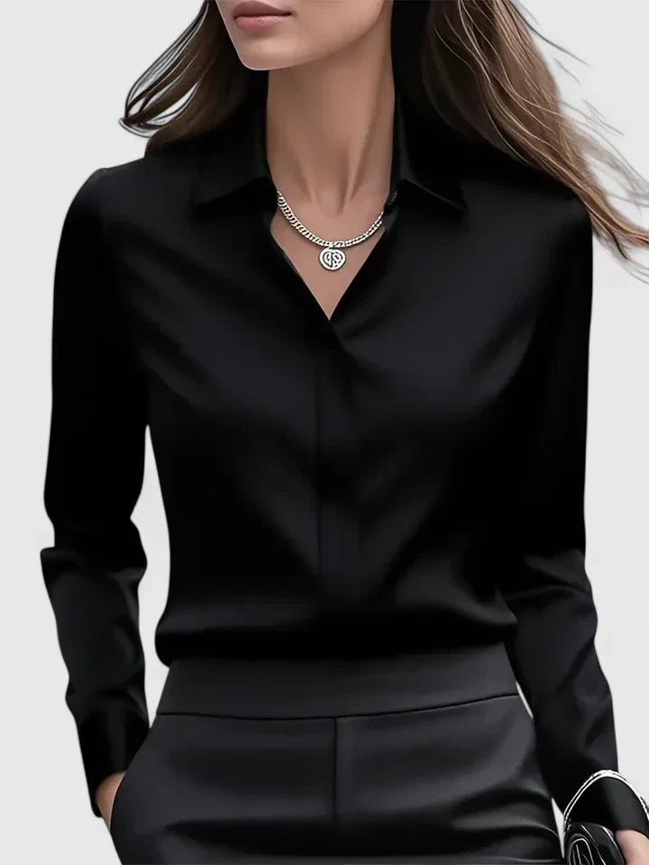 Vivienne | Damen Langarm Hemdbluse mit Kragen