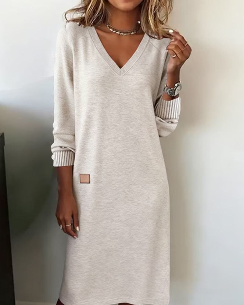 Leni | Weiches Herbstkleid in Midi-Länge